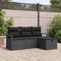 Sodo Sofų Rinkinys su pagalve 4 pcs Juoda Poli ratanas