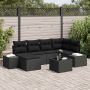 Sodo Sofų Rinkinys su pagalve 7 pcs Juoda poliratanas