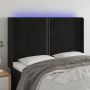 Galvūgalis su LED, juodos spalvos, 147x16x118/128cm, aksomas