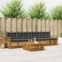 Lauko sofos komplektas su pagalve 5 pcs Natūralus ir antracitas