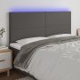 Galvūgalis su LED, pilkas, 200x5x118/128cm, dirbtinė oda