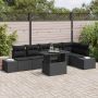 Sodo Sofų Rinkinys su pagalve su saugykla 7 pcs Juoda