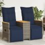 Atlošiama sodo sofa, 2 vietų, su staliuku, pilka, polirotangas