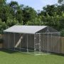 Lauko voljeras šunims su stogu, sidabrinis, 3x7,5x2,5m, plienas