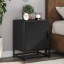 Spintelės prie lovos 2 vnt Juodos 40x31x50cm Mediena ir metalas