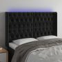Galvūgalis su LED, juodos spalvos, 147x16x118/128cm, aksomas