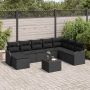 Sodo Sofų Rinkinys su pagalve 9 pcs Juoda Poli ratanas