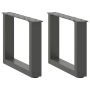 Kavos staliuko kojelės, 2 vnt., antracito spalvos, 40x(30-31) cm, plienas, U formos