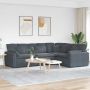 Modulinė sofa su pagalvėlėmis, aksominė, tamsiai pilka