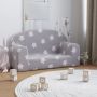 Vaikiška dvivietė sofa, pilka, minkštas pliušas, su žvaigždėmis