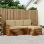 Lauko sofos komplektas su pagalve 4 pcs Natūralus ir bežinis