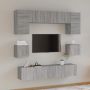 TV spintelių komplektas, 8 dalių, pilkas ąžuolo, mediena