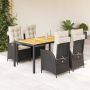 Sodo komplektas su pagalvėlėmis, 5 dalių, juodas, poliratanas