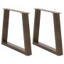Kavos staliuko kojelės, V formos, 2 vnt., natūralus plienas, 70x(42-43,3) cm, plienas
