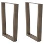 Valgomojo stalo kojelės, V formos, 2 vnt., natūralus plienas, 70x(72-73,3) cm, plienas