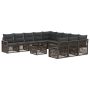 Sodo Sofų Rinkinys 12 pcs Pilka poliratanas