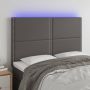 Galvūgalis su LED, pilkas, 144x5x118/128cm, dirbtinė oda