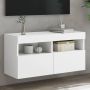 Sieninė TV spintelė su LED lemputėmis, balta, 80x30x40cm