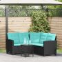 Sodo sofa su pagalve 2 pcs Juoda ir turkio Poli ratanas