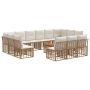 Lauko sofos komplektas 14 pcs Natūralus ir grietinėlės baltas