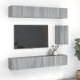 TV spintelių komplektas, 7 dalių, pilkas ąžuolo, mediena