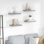 Pakabinamos lentynos, 4vnt., pilkos, 23x23,5x3,8cm, MDF