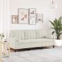 Trivietė sofa su pagalvėlėmis, kreminės spalvos, 180cm, aksomas