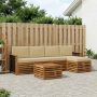 Lauko sofos komplektas su pagalve 6 pcs Natūralus ir bežinis