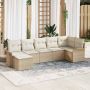 Sodo Sofų Rinkinys su pagalve 7 pcs Smėlio Poli ratanas