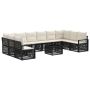 Sodo Sofų Rinkinys 11 pcs Juoda poliratanas