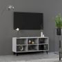 TV spintelė su metalinėmis kojelėmis, pilka, 103,5x30x50cm
