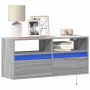 Sieninė TV spintelė su LED lemputėmis, pilka, 100x31x45cm