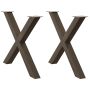 Valgomojo stalo kojelės, X formos, 2 vnt., natūralus plienas, 90x(72-73) cm, plienas