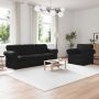 Sofa 2 pcs Juoda 215 x 82 x 80 cm audinys