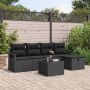 Sodo Sofų Rinkinys su pagalve 6 pcs Juoda Poli ratanas