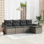 Lauko sofa su pagalve 5 pcs Pilka poliratanas