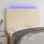 Galvūgalis su LED, kreminės spalvos, 144x5x118/128cm, audinys
