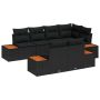 Sodo Sofų Rinkinys su pagalve 7 pcs Juoda poliratanas