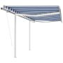 Automatinė markizė su LED/vėjo jutikliu, mėlyna/balta, 3,5x2,5m