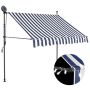 Rankinė ištraukiama markizė su LED, mėlyna ir balta, 150cm