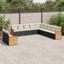 Sodo komplektas su pagalvėlėmis, 11 dalių, juodas, poliratanas