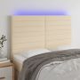 Galvūgalis su LED, kreminės spalvos, 144x5x118/128cm, audinys