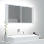 Veidrodinė vonios spintelė su LED, balta, 90x12x45cm, akrilas