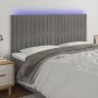 Galvūgalis su LED, šviesiai pilkas, 160x5x118/128cm, aksomas