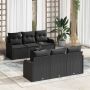 Sodo Sofų Rinkinys 7 pcs Juoda Poli Ratanas, Plienas ir Stiklas