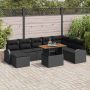 Sodo Sofų Rinkinys su pagalve 9 pcs Juoda