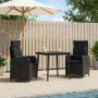Sofa Stalo Rinkinys su pagalve su pagalve 3 pcs Juoda