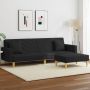 Dvivietė sofa-lova su pagalvėmis ir pakoja, juoda, audinys