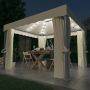 Pavėsinė su lemputėmis ir užuolaidomis LED, kreminė balta, 3x3m