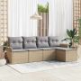 Lauko sofa su pagalve 5 pcs Smėlio poliratanas